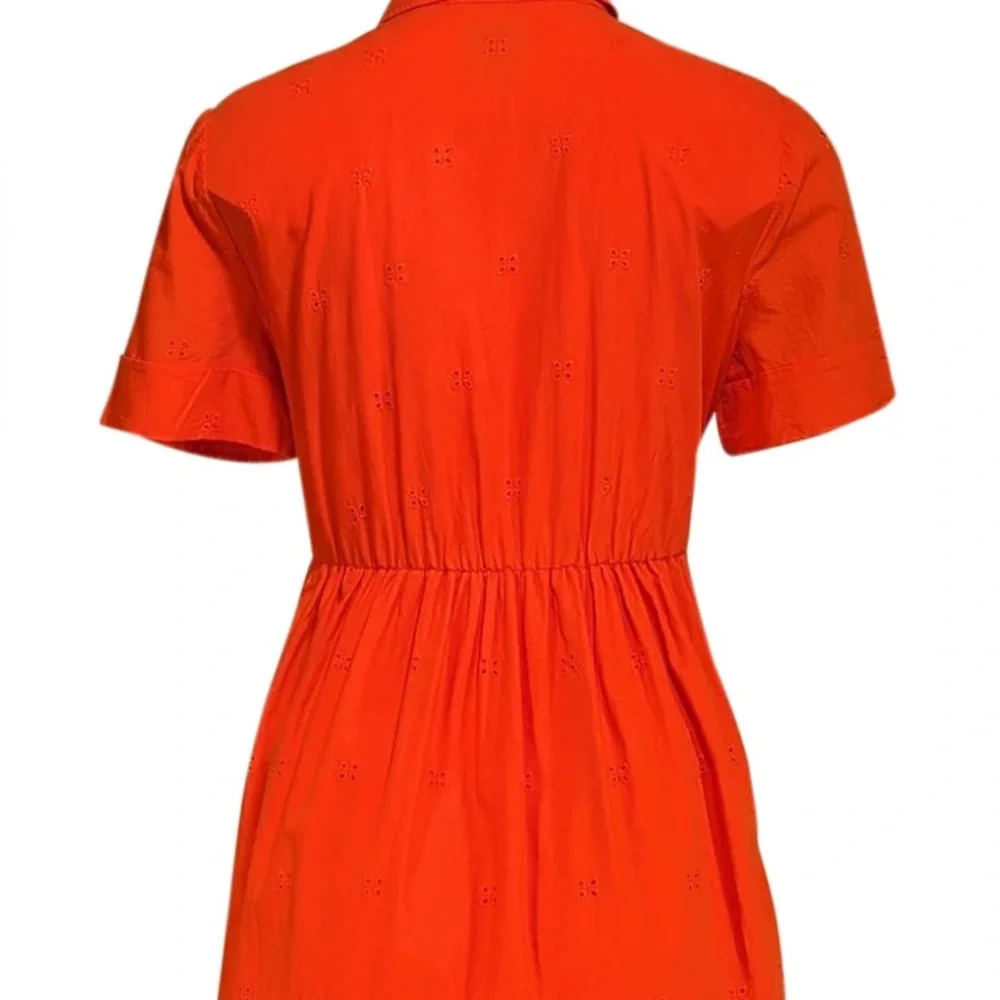 Kate Spade Orange Midi Tie Waist Eyelet 100% Cotton Dress! Size Large